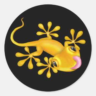 Autocollant rond Gecko Jaune