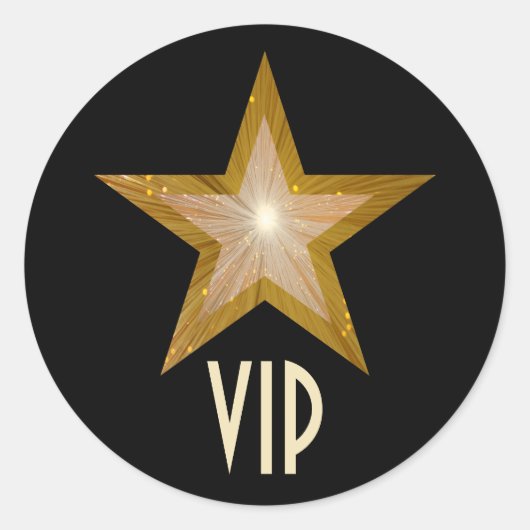 Autocollant rond "Gold" Star VIP noir (Devant)