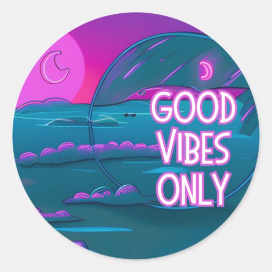 Autocollant rond Good Vibes uniquement (Devant)