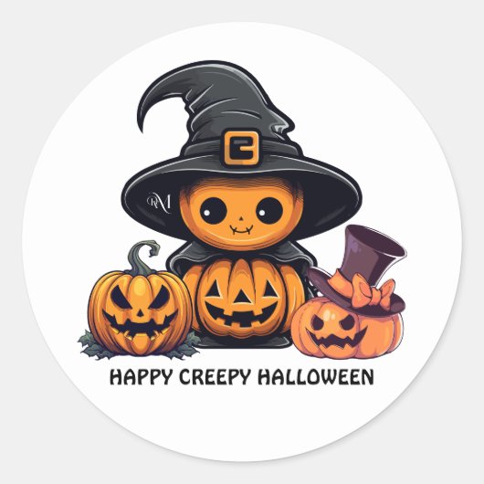 Autocollant rond : HALLOWEEN Effrayant (Devant)