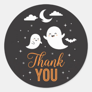 Autocollant rond Halloween Merci Nuit de Fantôme M