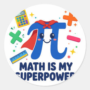 Autocollant Rond Héros Math Est Mon Superpouvoir