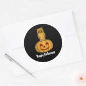 Autocollant rond hibou et citrouille (Enveloppe)