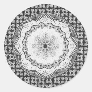 Autocollant rond Holly & Snowflake