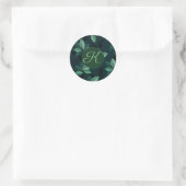Autocollant rond initial monogramme Feuille PERSON (Sac)