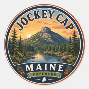 Autocollant rond Jockey Cap Fryeburg Maine