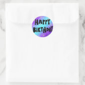 Autocollant rond Joyeux Anniversaire avec fleurs (Sac)