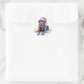 autocollant rond Labrador Noël (Sac)