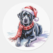 autocollant rond Labrador Noël (Devant)