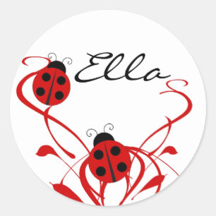 Autocollant rond Ladybug Votre Nom