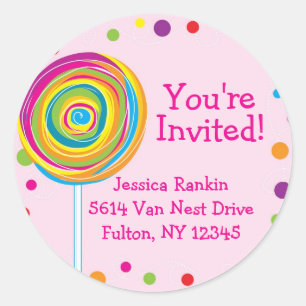 Autocollant rond Lollipop Sugary Candy Candyland r