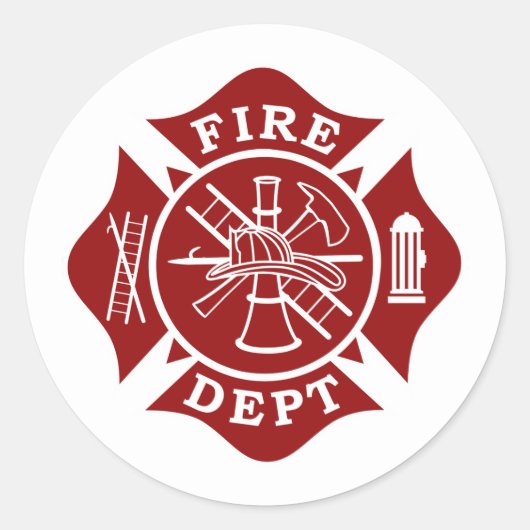 Autocollant rond Maltese Cross Firefighter (Devant)