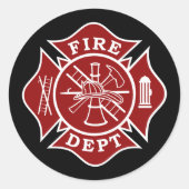 Autocollant rond Maltese Cross Firefighter (Devant)