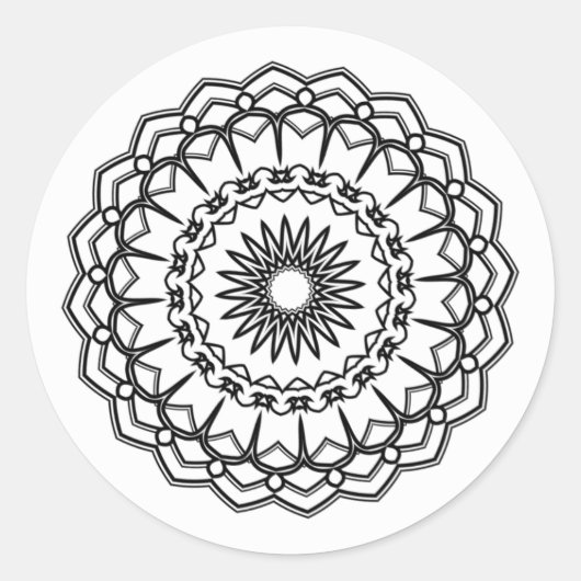 Autocollant rond mandala noir et blanc enveloppe m (Devant)