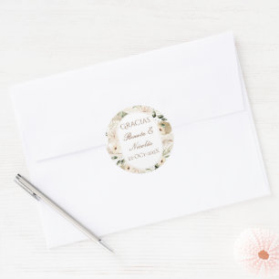 Autocollant rond mariage bohème espagnol