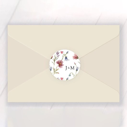 Autocollant rond Mariage classique