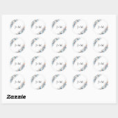 Autocollant rond Mariage classique Boho bleu (Feuille)