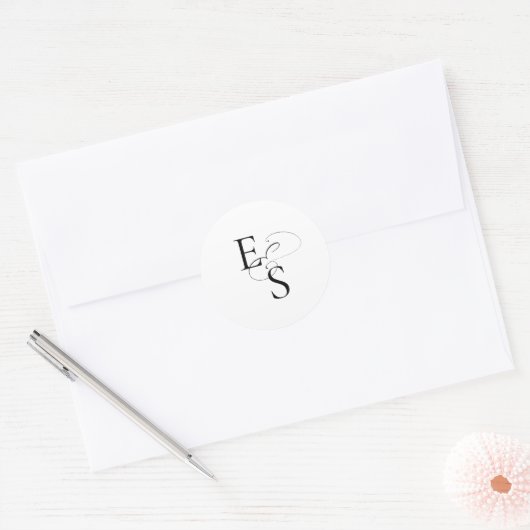 Autocollant rond Mariage Monogramme moderne (Enveloppe)