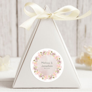 Autocollant rond Mariage rose Magnolia