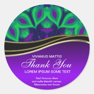 Autocollant rond Merci Purple Green Delight