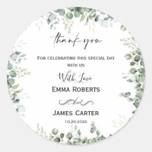 Autocollant Rond Minimaliste de Remerciement avec 