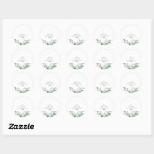 Autocollant Rond Monogramme à Verdure Minimale (Feuille)