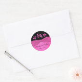 Autocollant rond noir et rose de 1,5 po (Enveloppe)