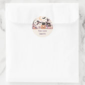 Autocollant rond nom d'amis Halloween mignon (Sac)