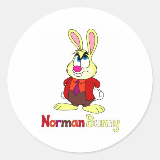 Autocollant rond Norman Bunny (Devant)