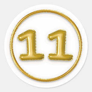 Autocollant rond numéro 11 Ballon en Or
