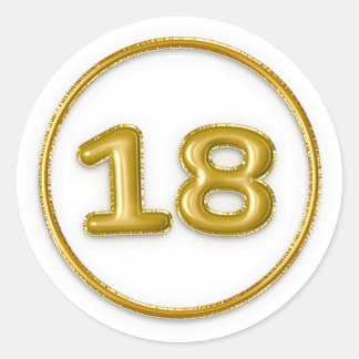 Autocollant rond numéro 18 Ballon en Or