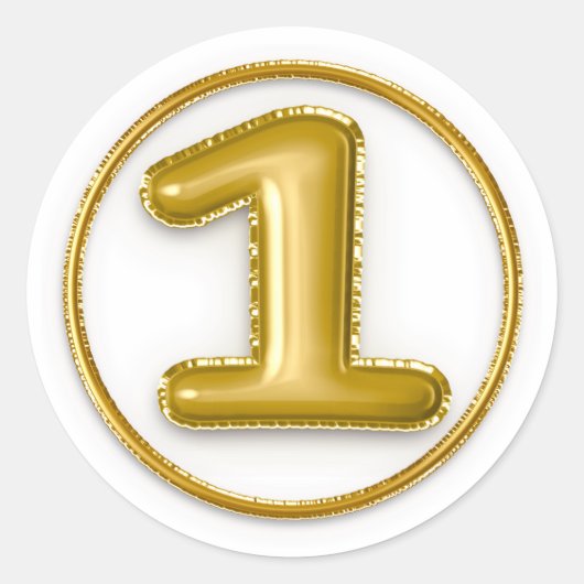Autocollant rond numéro 1 ballon doré (Devant)