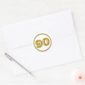 Autocollant rond numéro 90 ballon doré (Enveloppe)