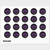 Autocollant rond ours pourpre (Feuille)
