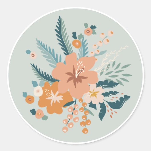 Autocollant rond Pastel Flower Classic (Devant)