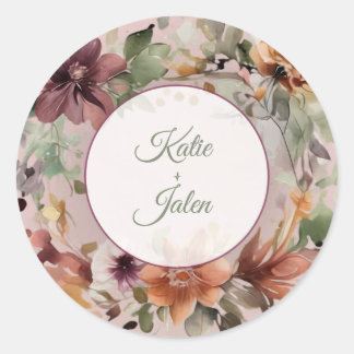 Autocollant rond personnalisé à motif floral lunat