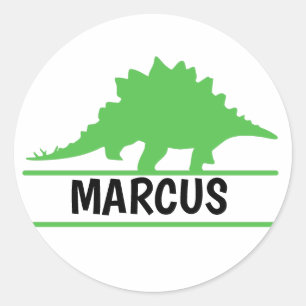Autocollant rond personnalisé au nom du dinosaure