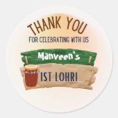 Autocollant rond personnalisé sur le thème Lohri (Devant)