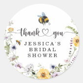 Autocollant rond pour Baby Shower de mariage Fleur (Devant)