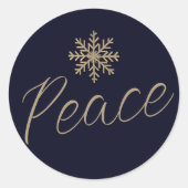 Autocollant rond pour les fêtes au flocon de neige (Devant)