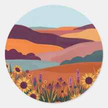 Autocollant rond Prairie Sunflower