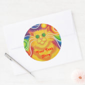 Autocollant rond Psy-cat-delic 'Your Text Here' (Enveloppe)