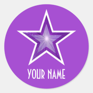 Autocollant rond Purple Star 'Name' violet violet