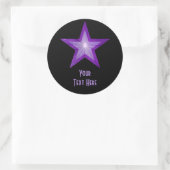 Autocollant rond Purple Star 'Your Text' noir (Sac)