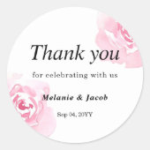 Autocollant rond Rose couleur rose (Devant)