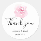 Autocollant rond Rose couleur rose (Devant)