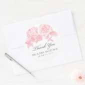 Autocollant rond rose croquis en rose (Enveloppe)