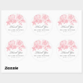 Autocollant rond rose croquis en rose (Feuille)