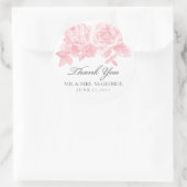 Autocollant rond rose croquis en rose (Sac)