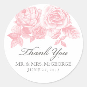 Autocollant rond rose croquis en rose